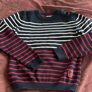 Navy and Red Striped Kids Sweater
